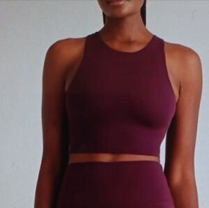 Quince Ultra-Form High-Neck Cropped Tank Plum Small